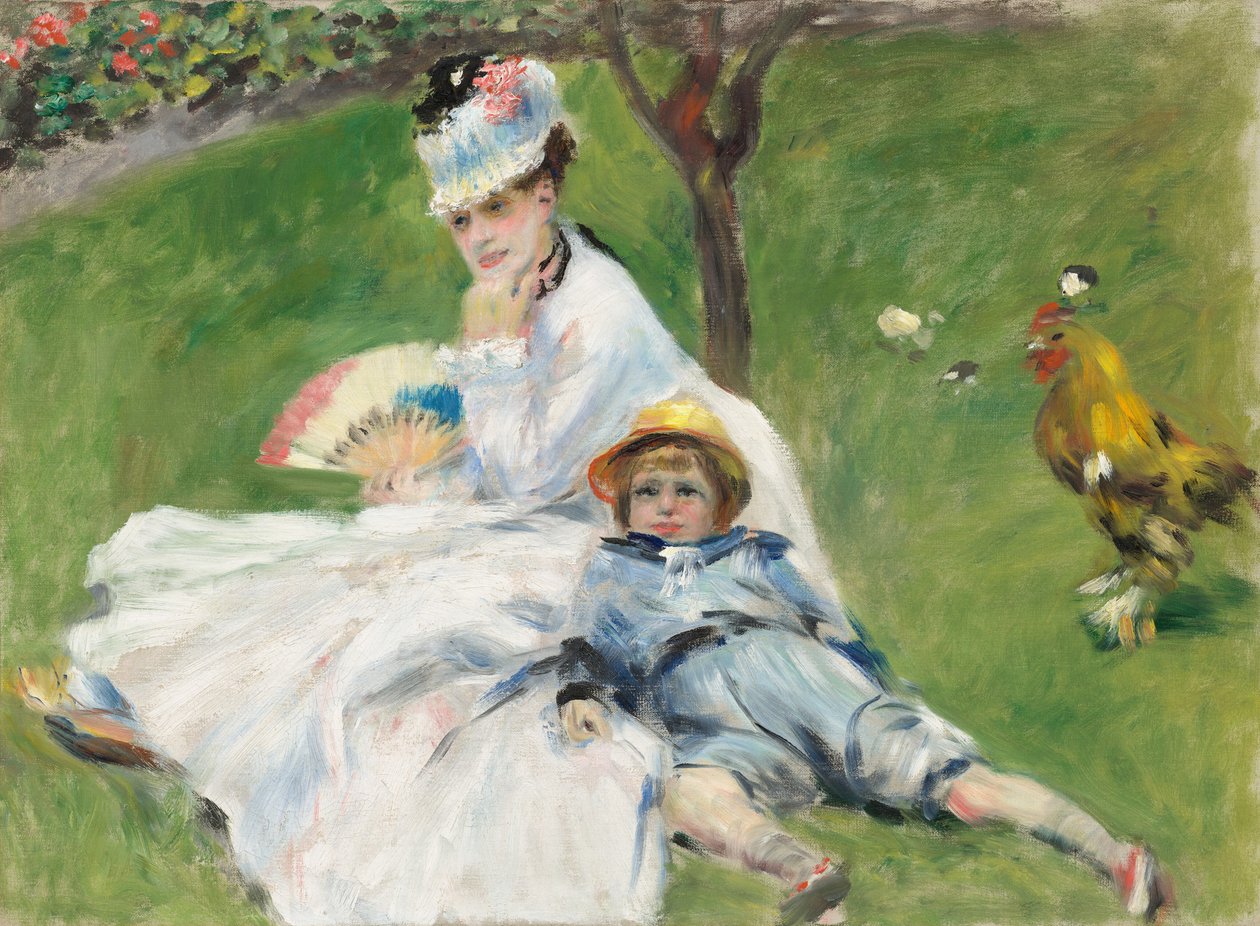 Madame Monet en haar zoon, 1874 door Pierre Auguste Renoir