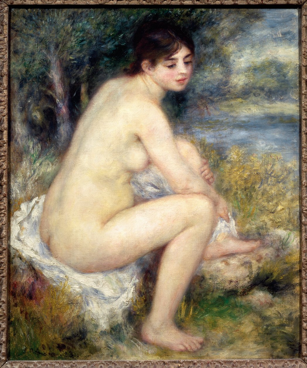 Naakte vrouw in een landschap door Pierre Auguste Renoir