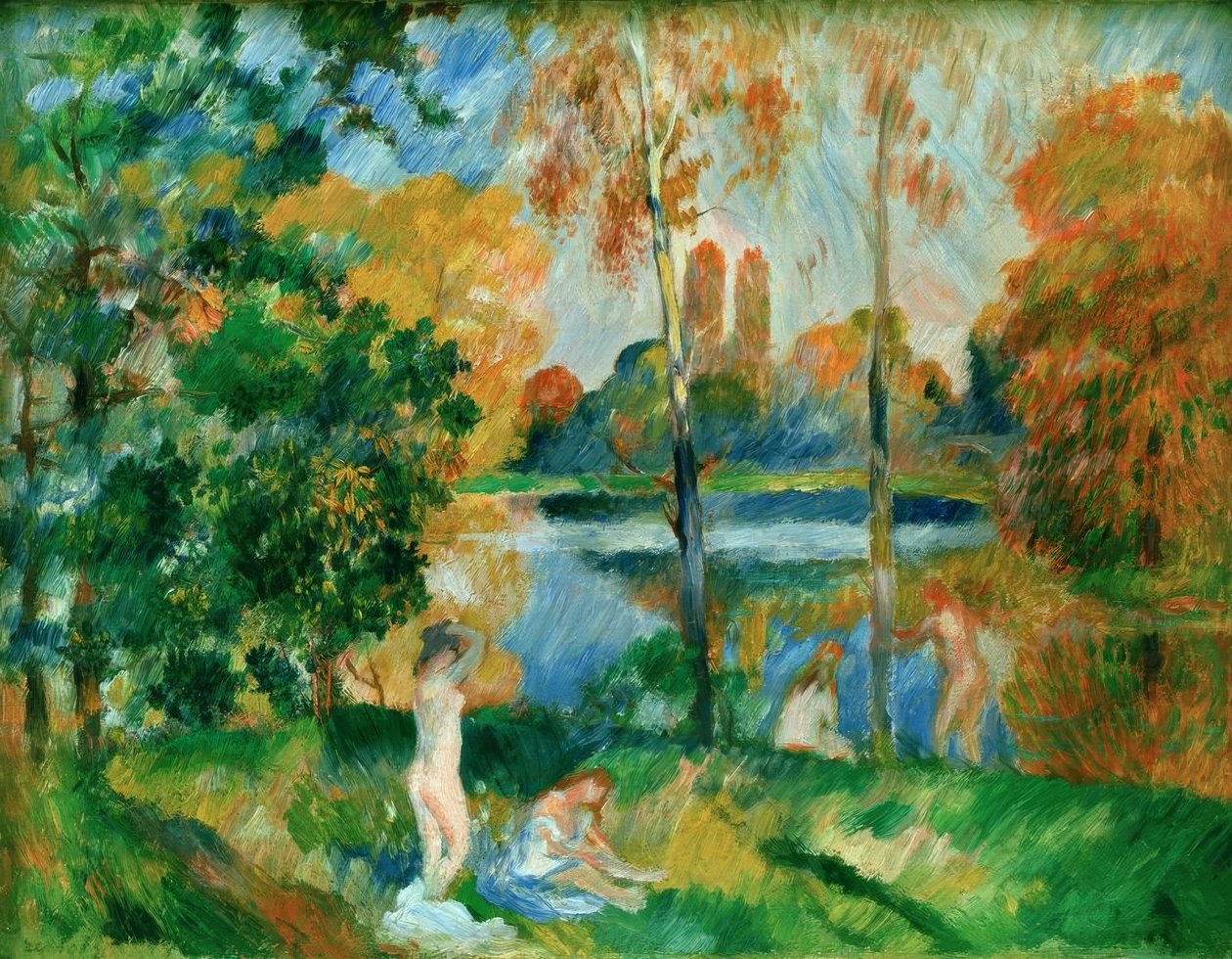 Landschap met Baders door Pierre Auguste Renoir