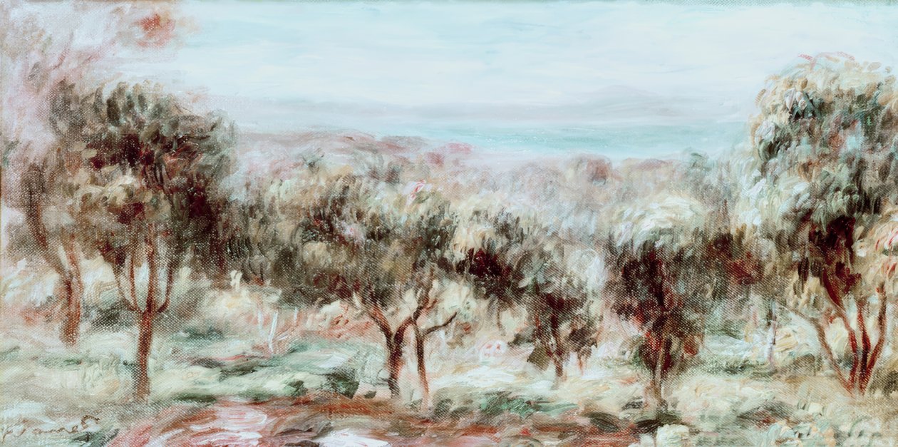 Landschap, de olijfbomen door Pierre Auguste Renoir