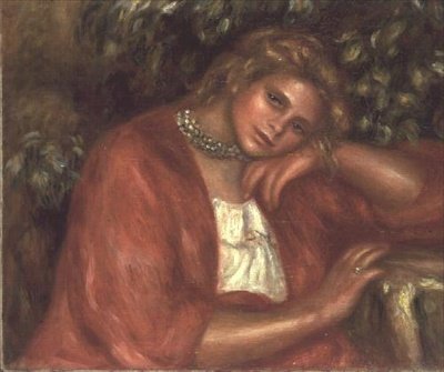 Peinzende Jonge Vrouw door Pierre Auguste Renoir