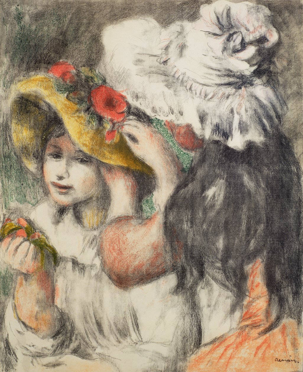 De Hoed Vastspelden, 1898 door Pierre Auguste Renoir