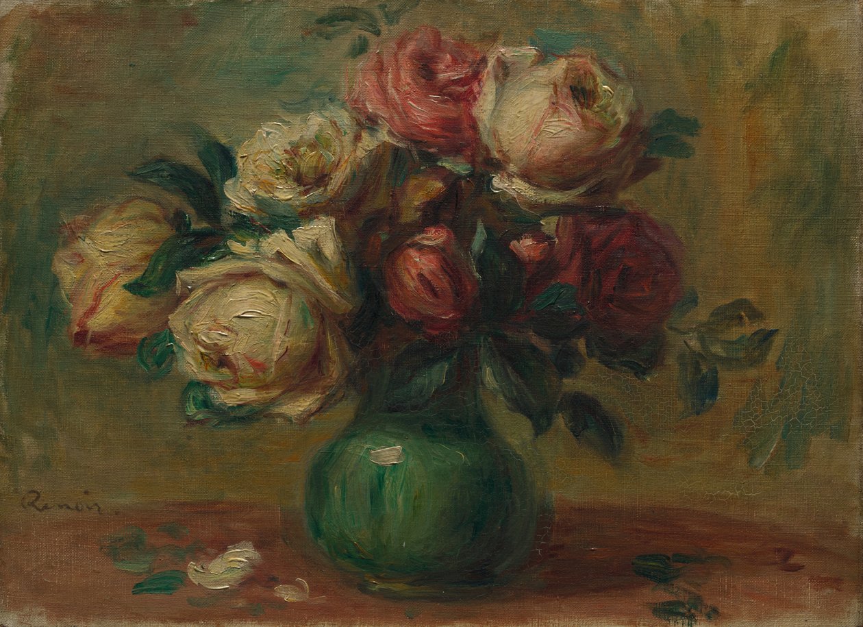 Rozen in een vaas, ca. 1890 door Pierre Auguste Renoir