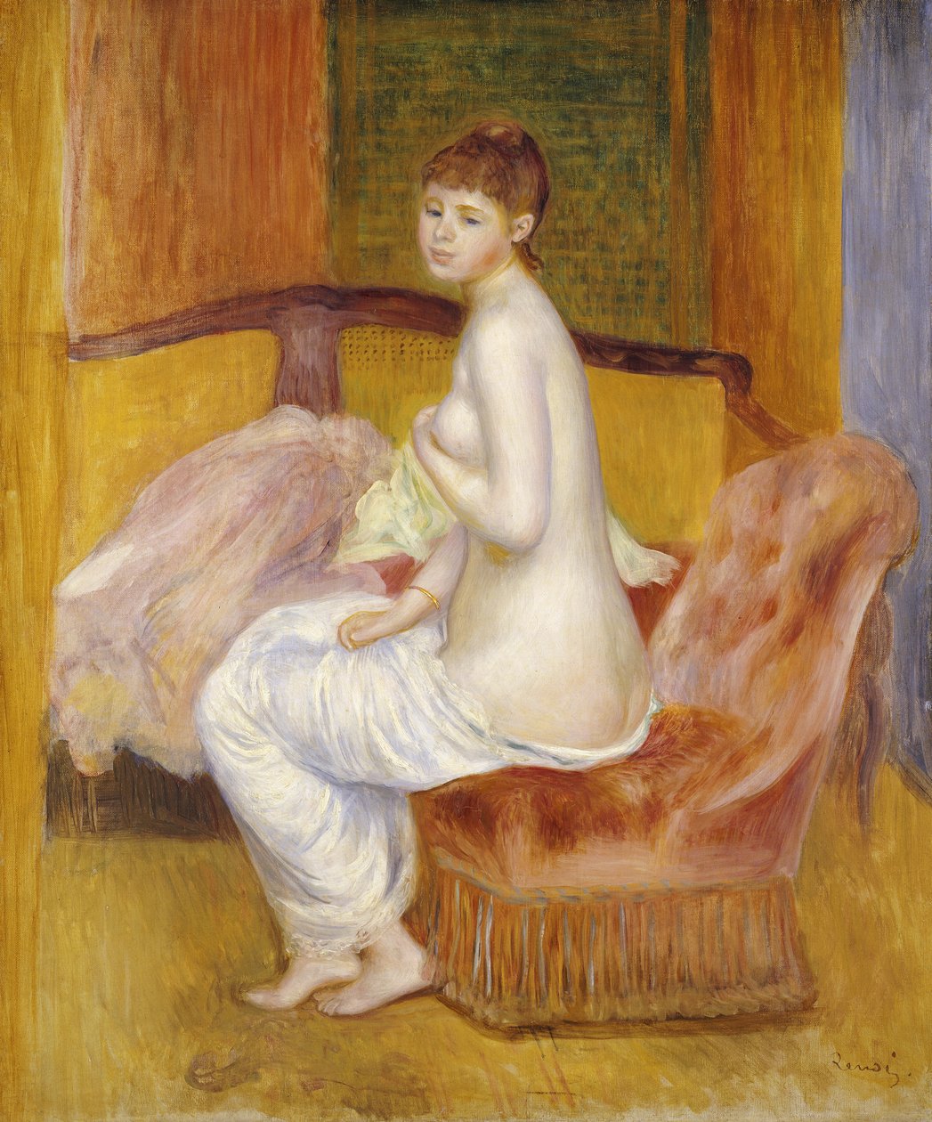 Zittende naakte vrouw, rustend, 1885 door Pierre Auguste Renoir