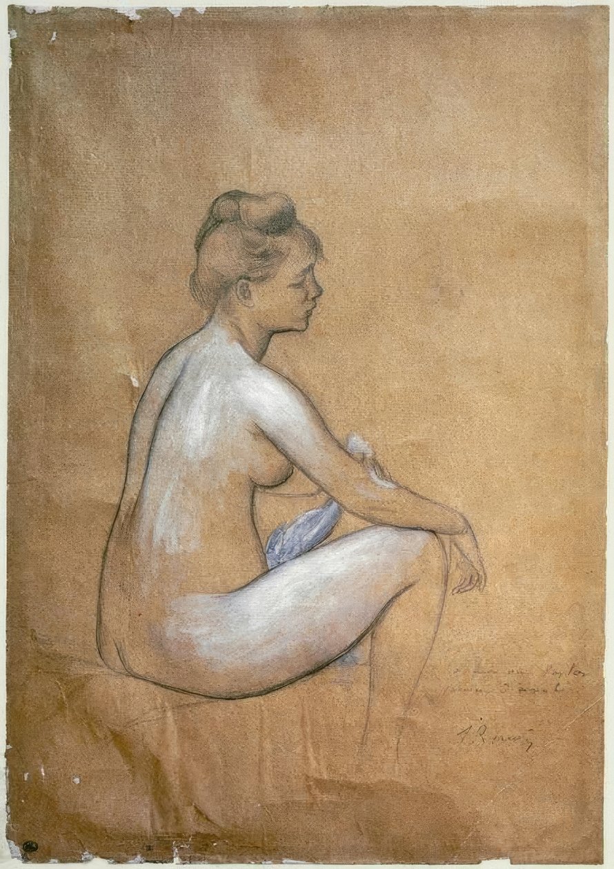 Zittende badende door Pierre Auguste Renoir