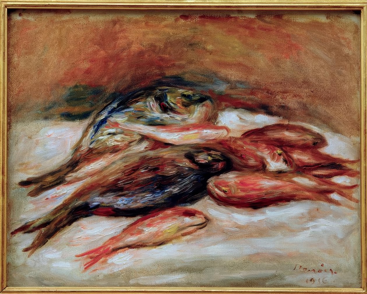 Stilleven met vissen door Pierre Auguste Renoir