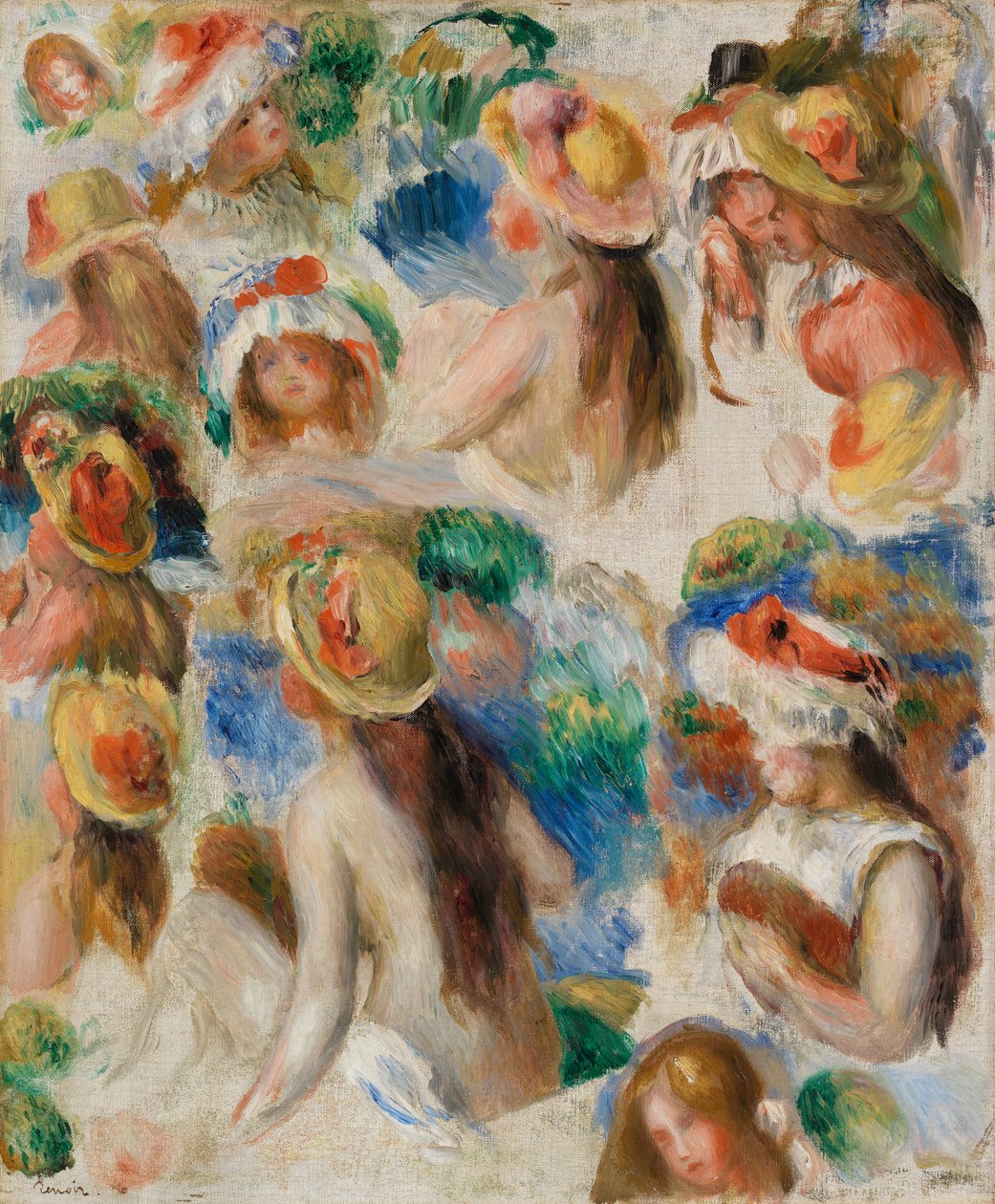 Studie van hoofden door Pierre Auguste Renoir