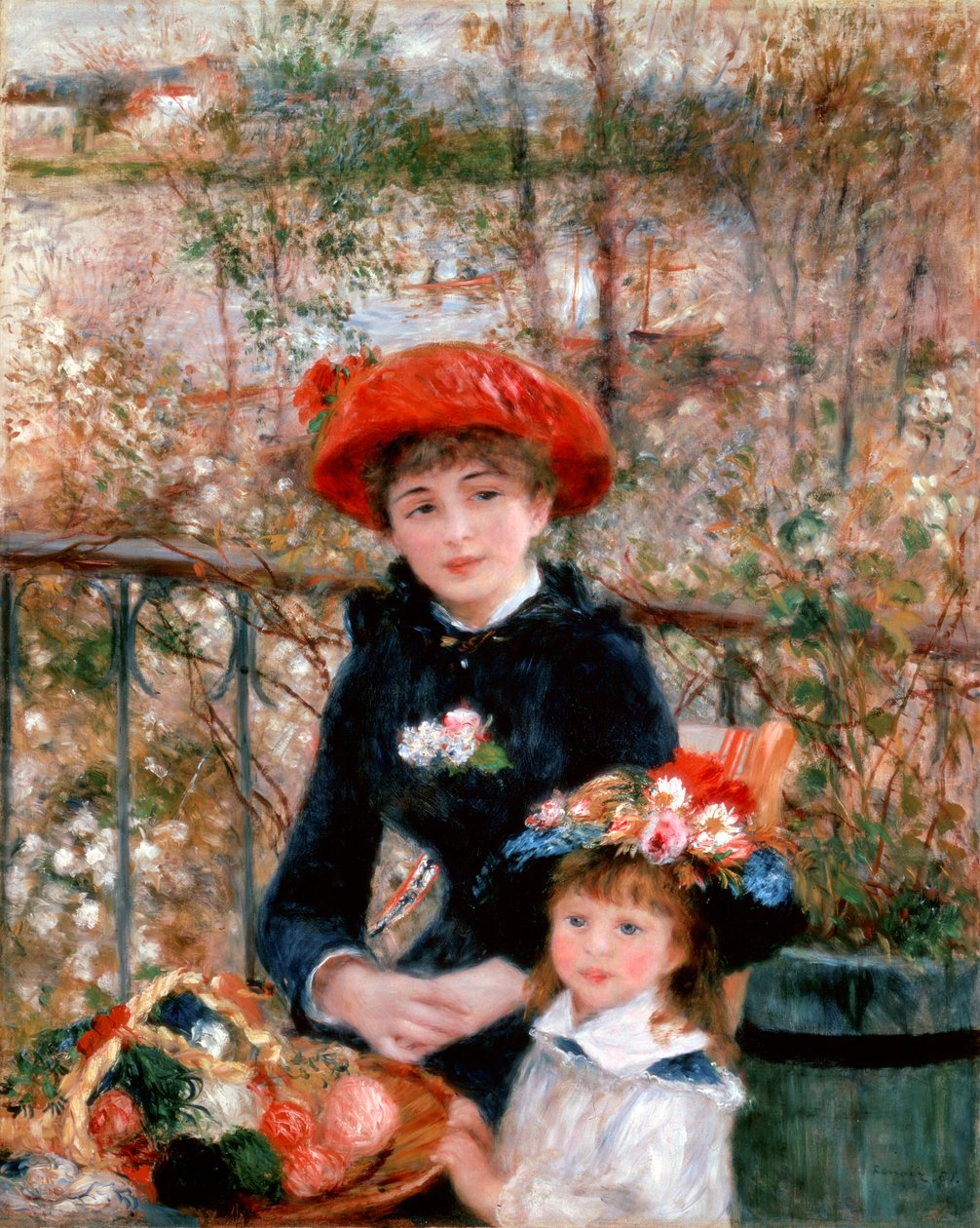 Twee zusters op het terras, 1881 door Pierre Auguste Renoir