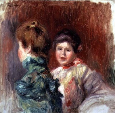 Twee vrouwenhoofden door Pierre Auguste Renoir