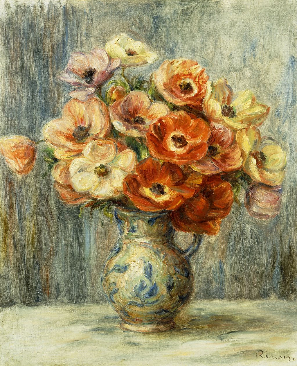 Vaas met anemonen door Pierre Auguste Renoir