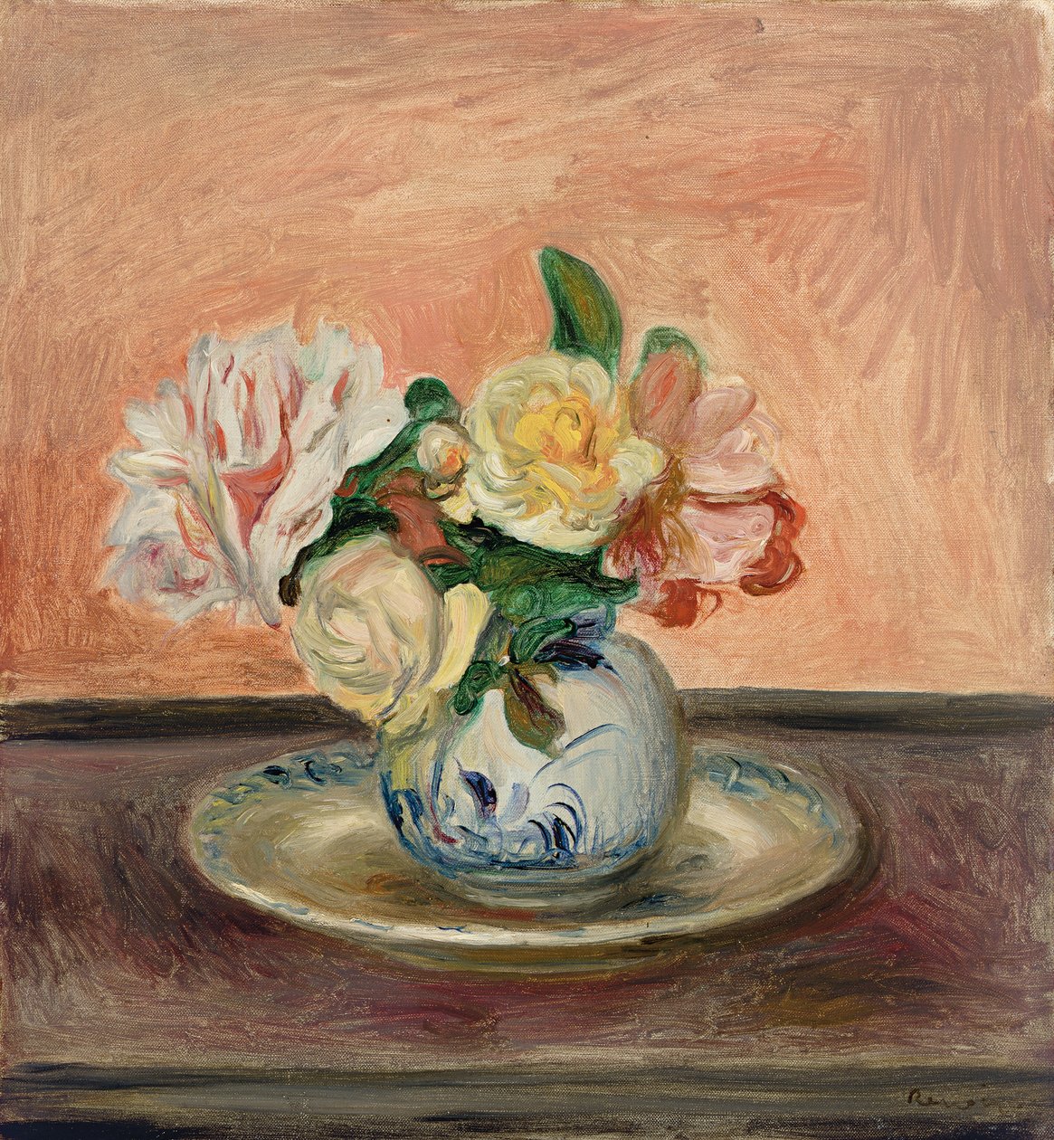 Vaas met bloemen door Pierre Auguste Renoir