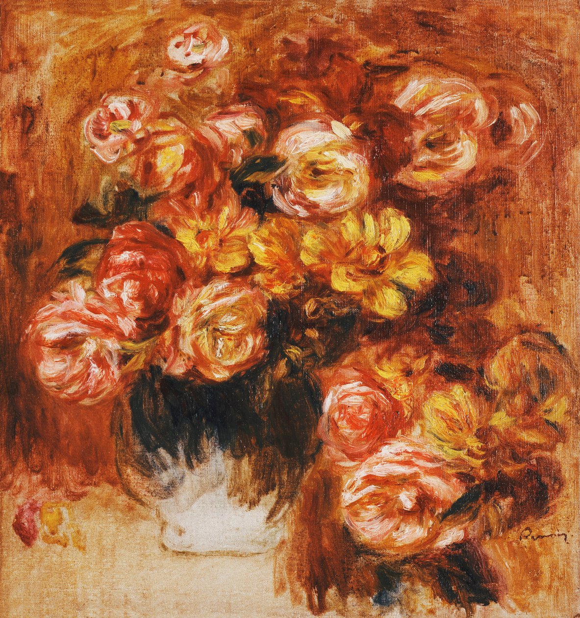 Vaas met rozen door Pierre Auguste Renoir