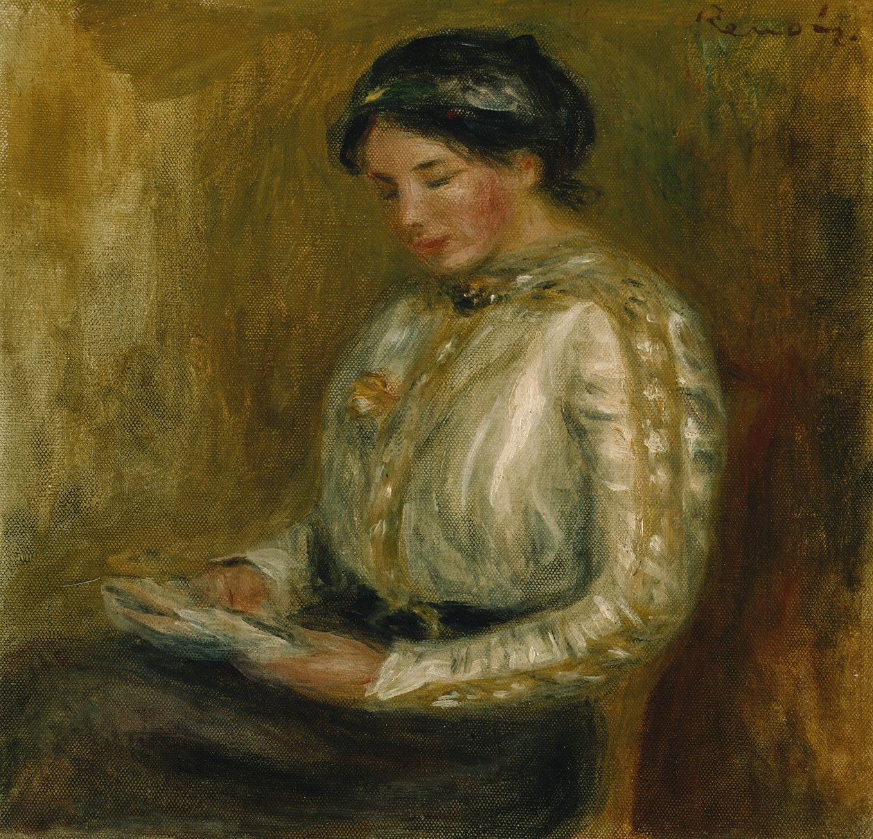 Vrouw die leest door Pierre Auguste Renoir