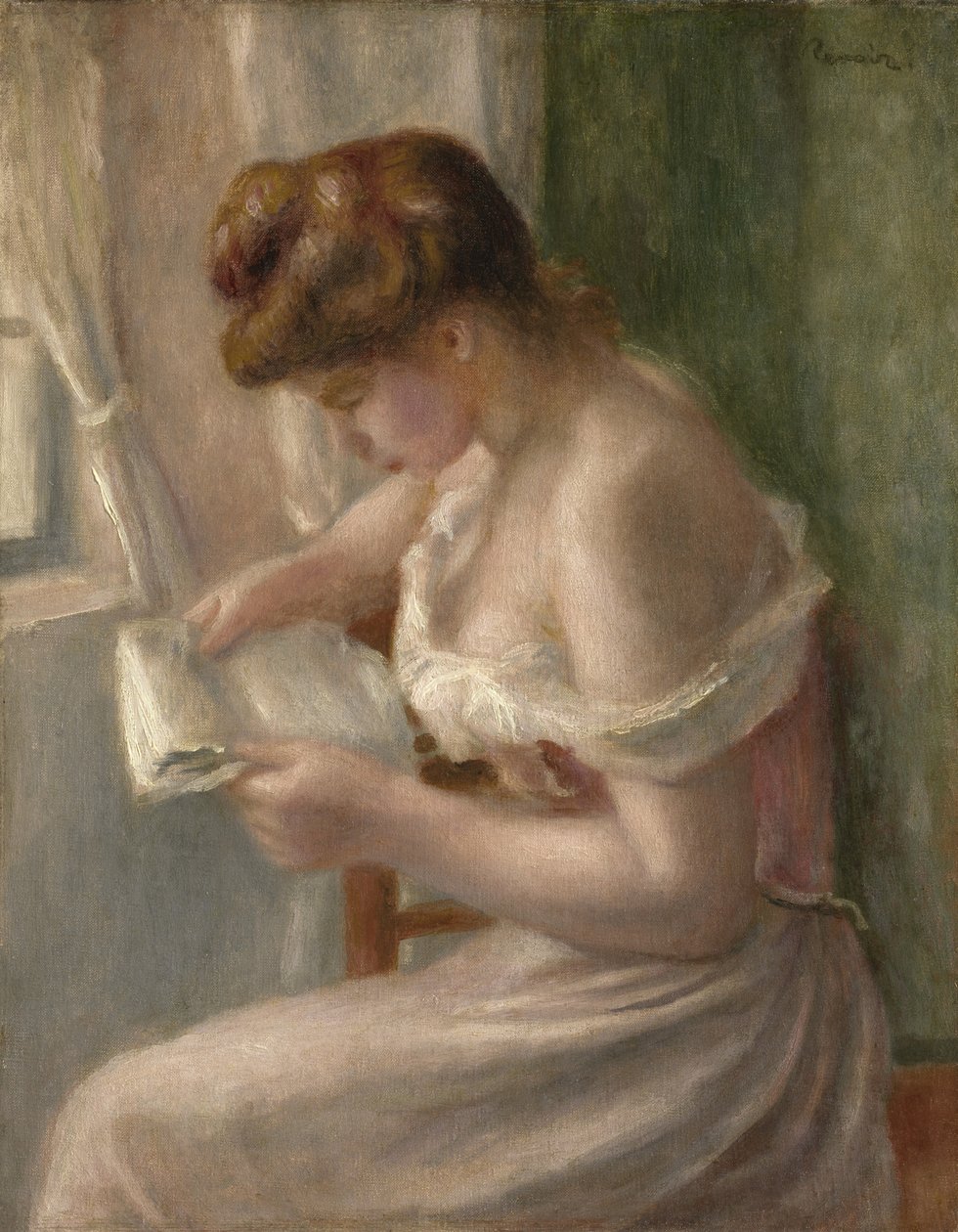 Vrouw die leest door Pierre Auguste Renoir