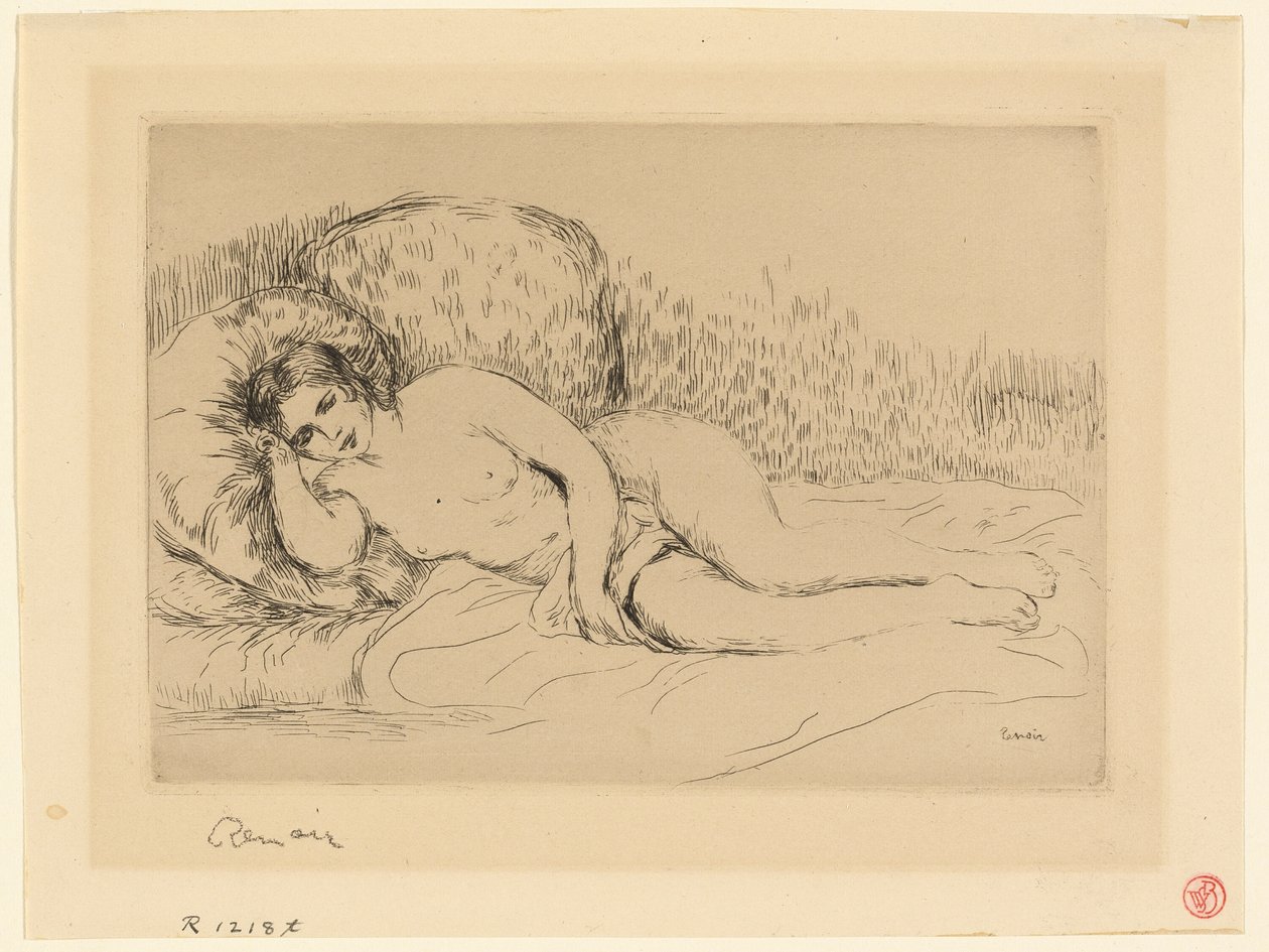 Liggende Vrouw, naar Links door Pierre Auguste Renoir