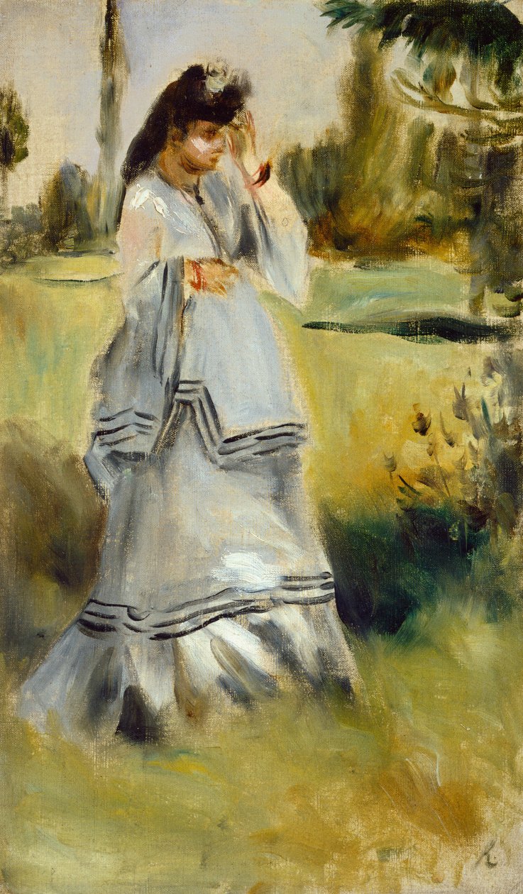 Vrouw in een park door Pierre Auguste Renoir