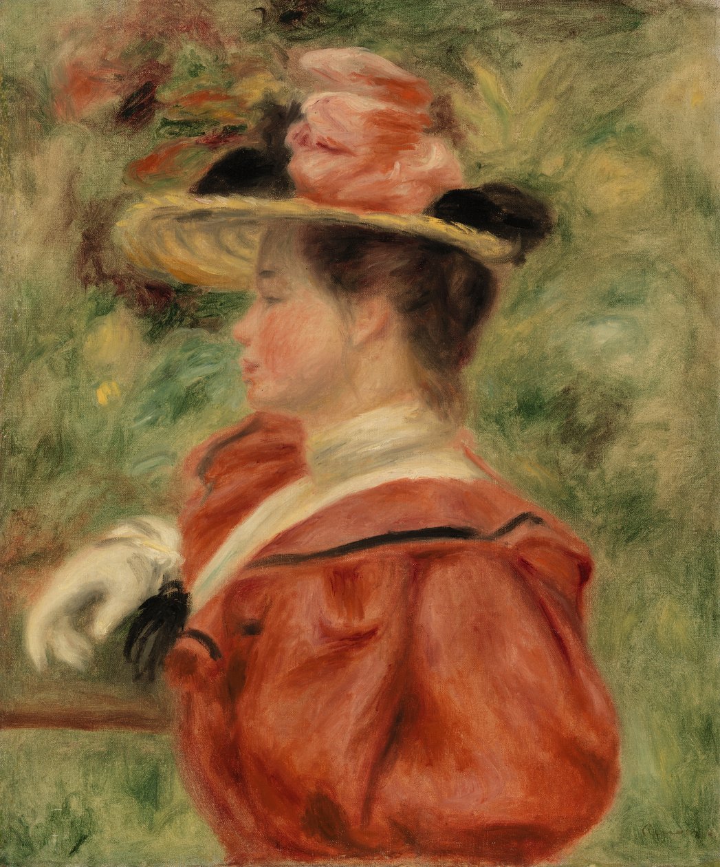 Vrouw met handschoen door Pierre Auguste Renoir