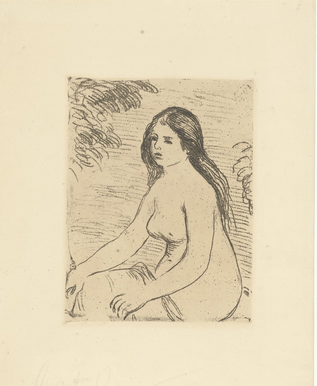 Zittende naakte vrouw door Pierre Auguste Renoir