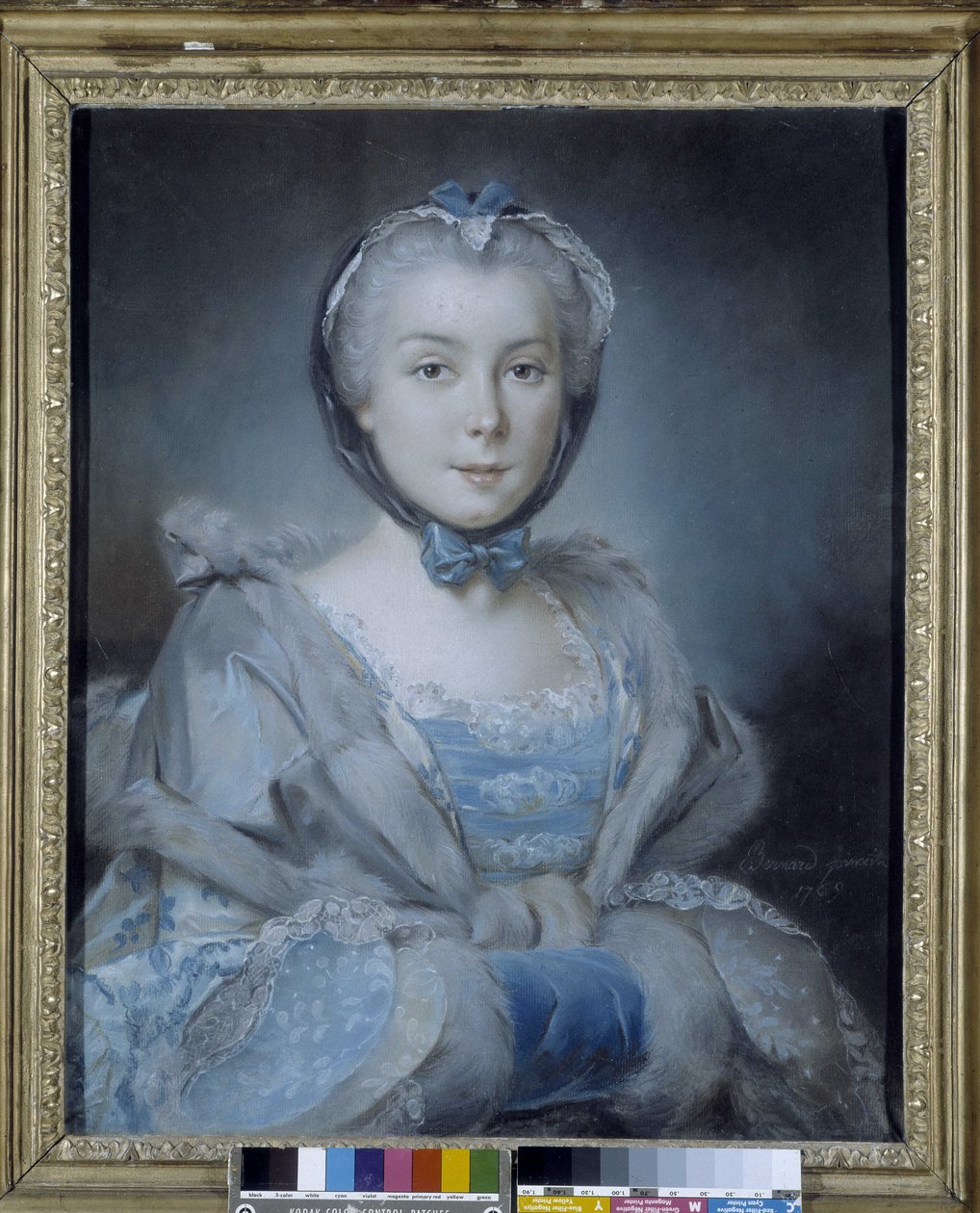Portret van een vrouw in blauw door Pierre Bernard