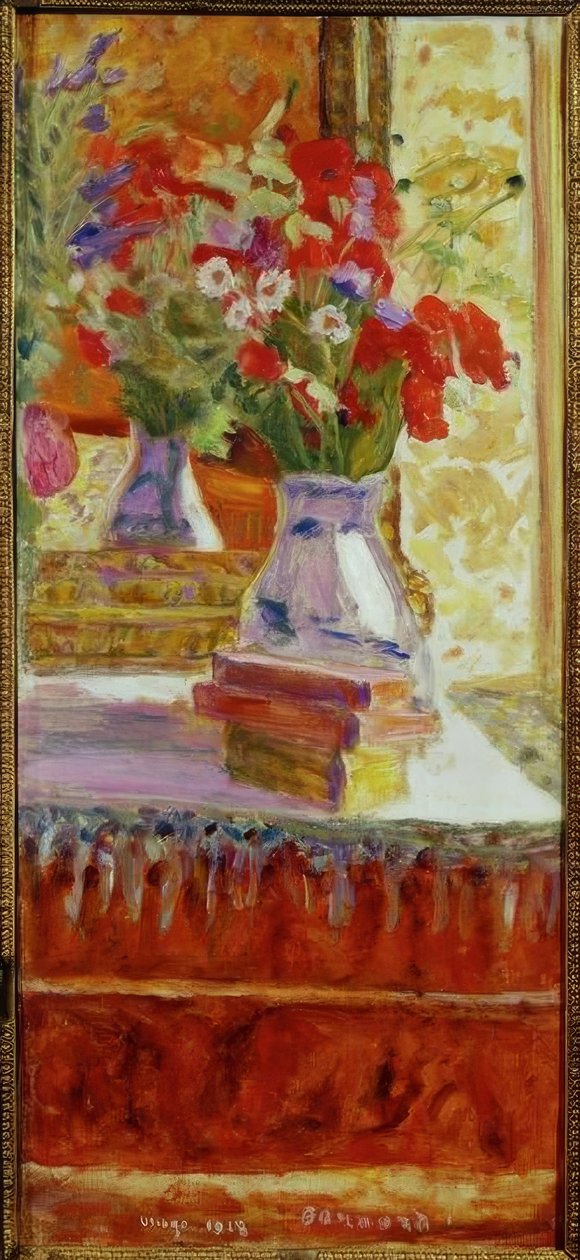Boeket van klaprozen door Pierre Bonnard