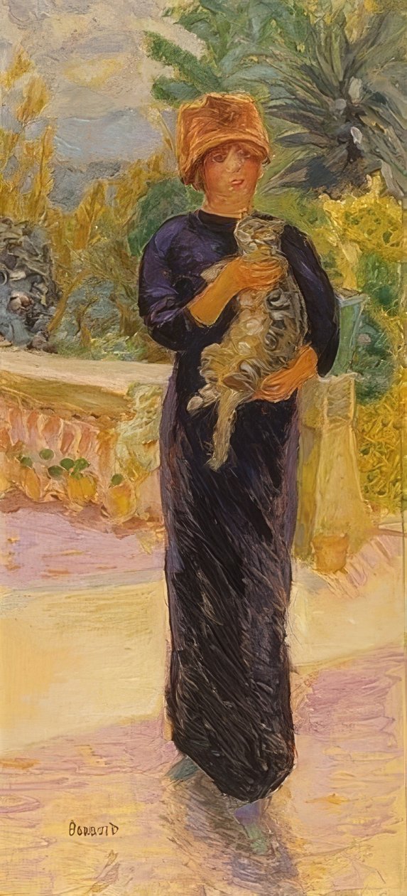 Dame met kat. 1912 door Pierre Bonnard