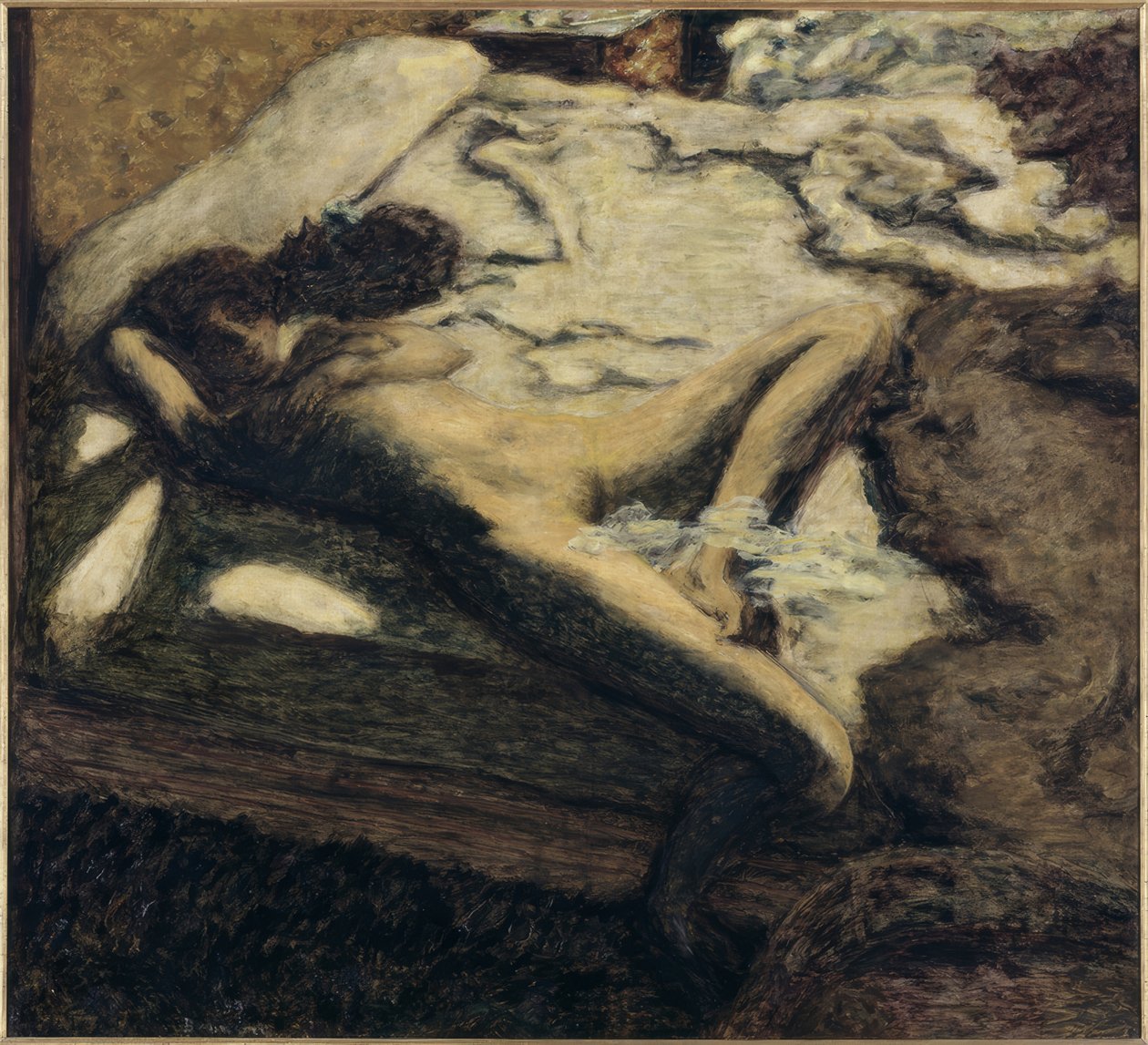 Slapende vrouw op een bed, of De luie door Pierre Bonnard