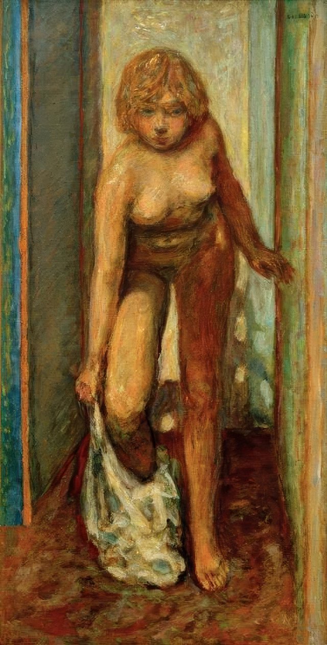 Vrouw die zich uitkleedt door Pierre Bonnard