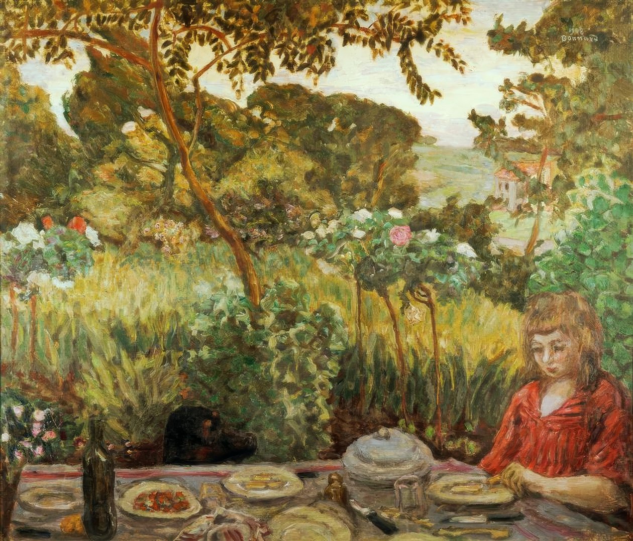 Einde van de maaltijd in de tuin door Pierre Bonnard