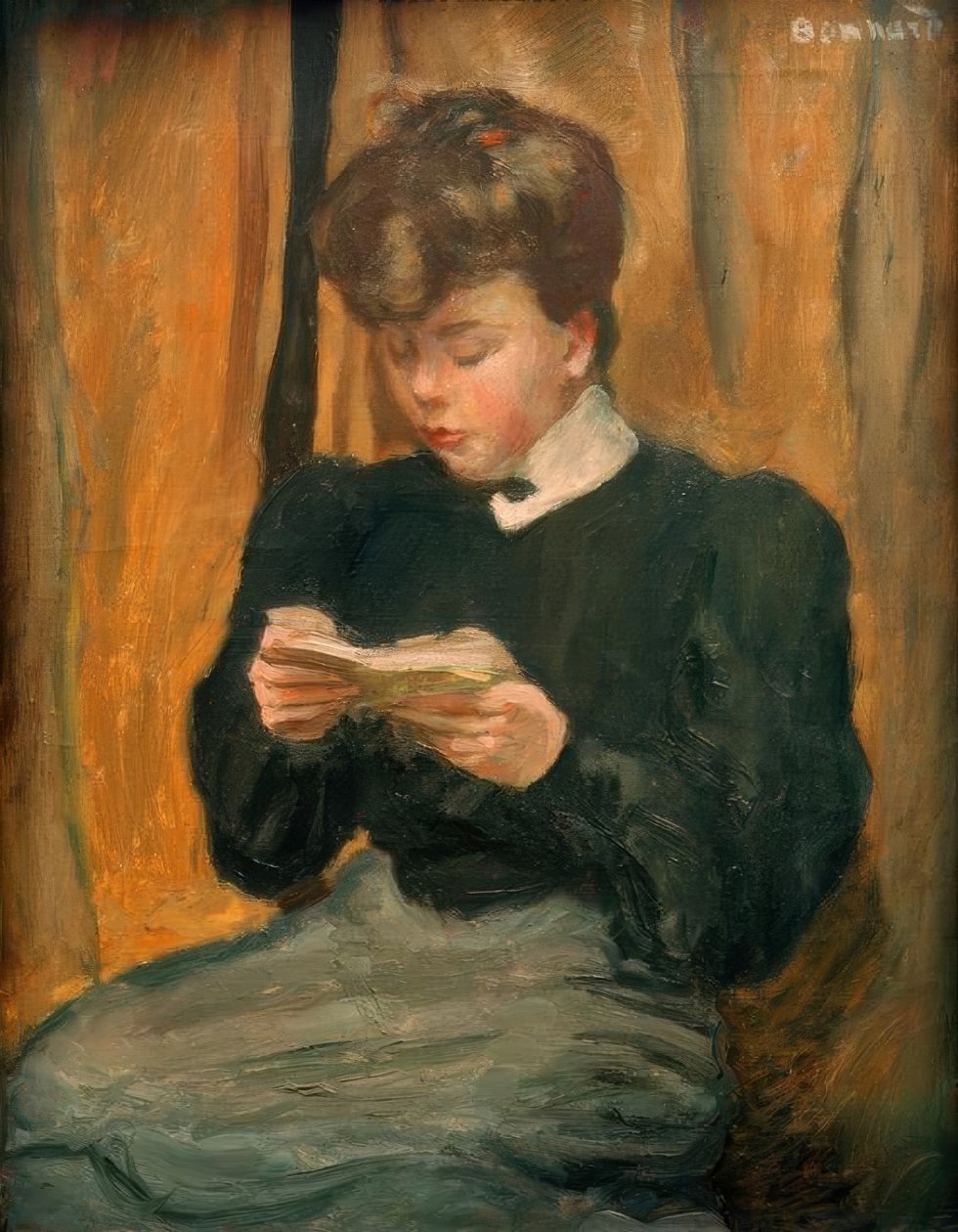 Vrouw, een boek lezend door Pierre Bonnard