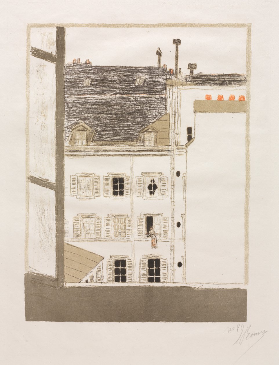 Huizen in de binnenplaats door Pierre Bonnard