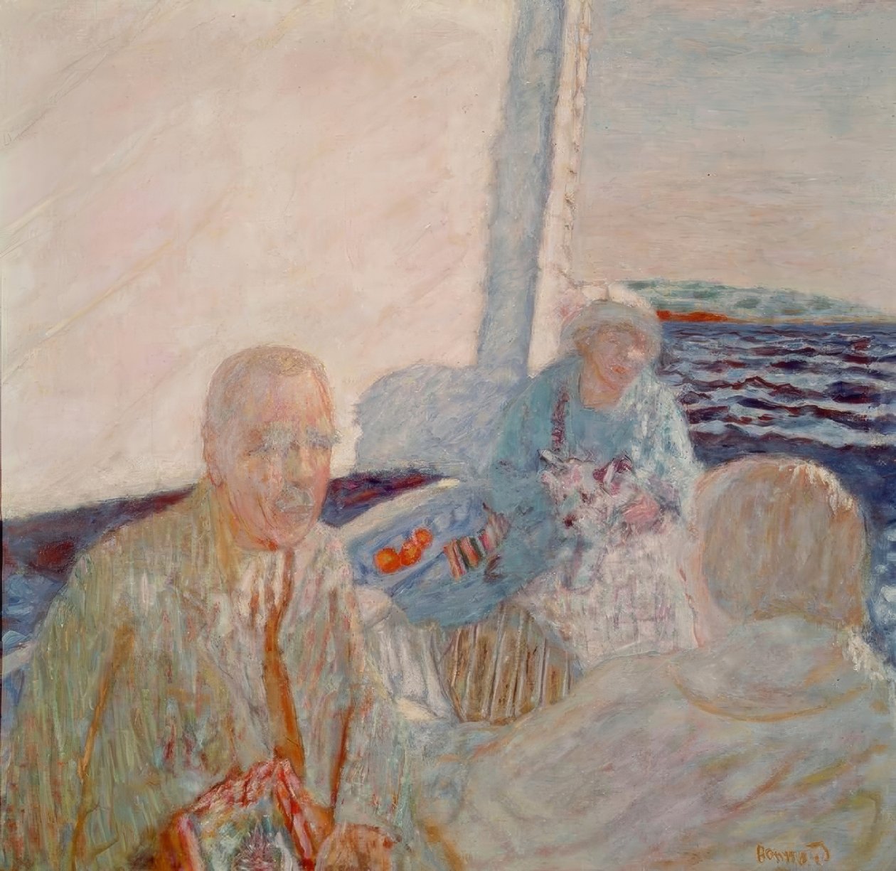 In de Zeilboot door Pierre Bonnard
