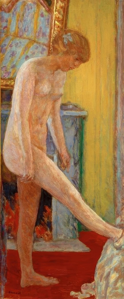 Naakt meisje voor de open haard door Pierre Bonnard