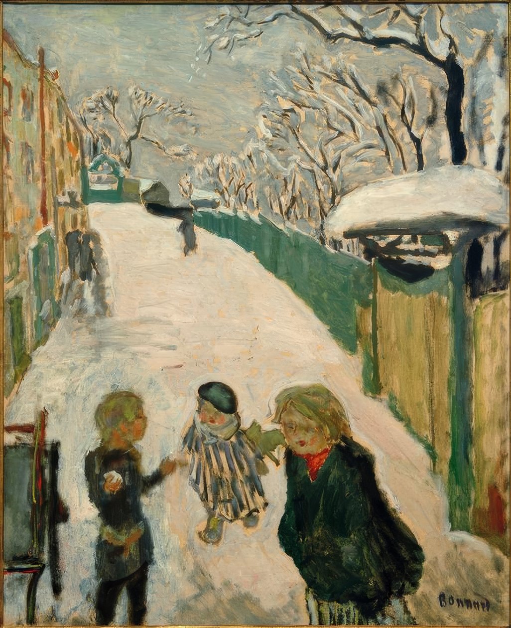 Kinderspelen in de sneeuw / De Straat door Pierre Bonnard