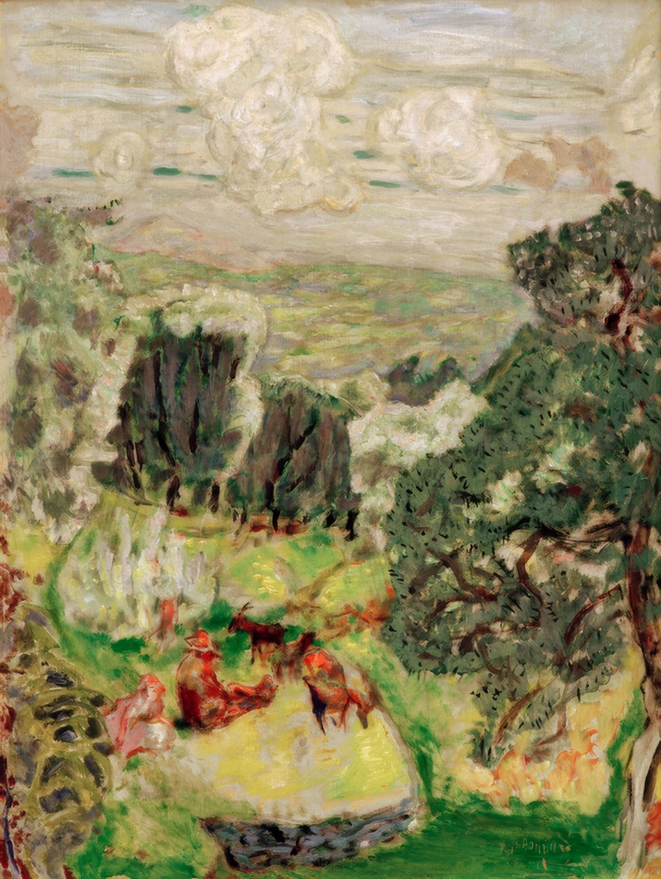 De olijfgaard; Landschap met geiten door Pierre Bonnard