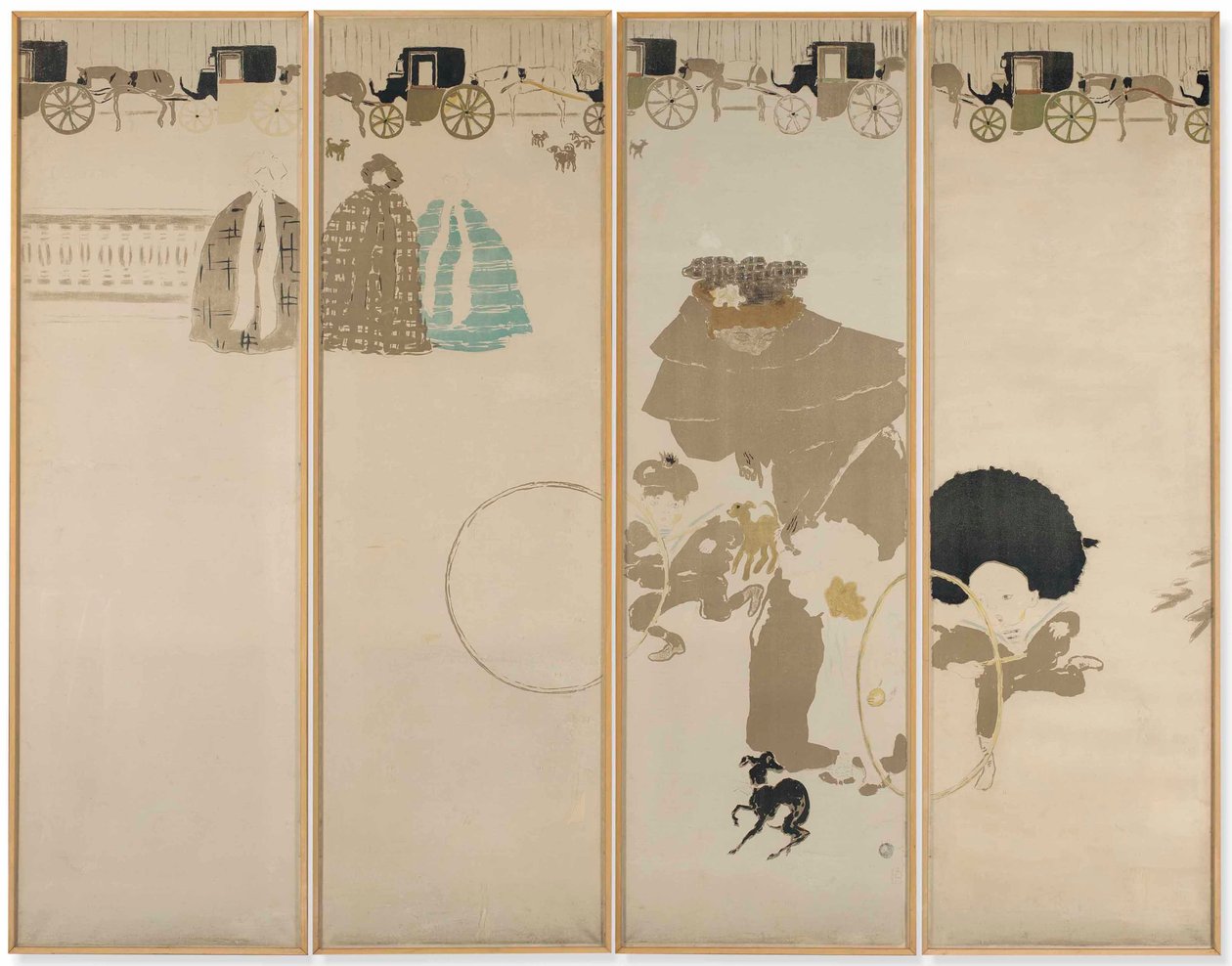 De wandeling van de voedsters, Frieze van Fiacres door Pierre Bonnard