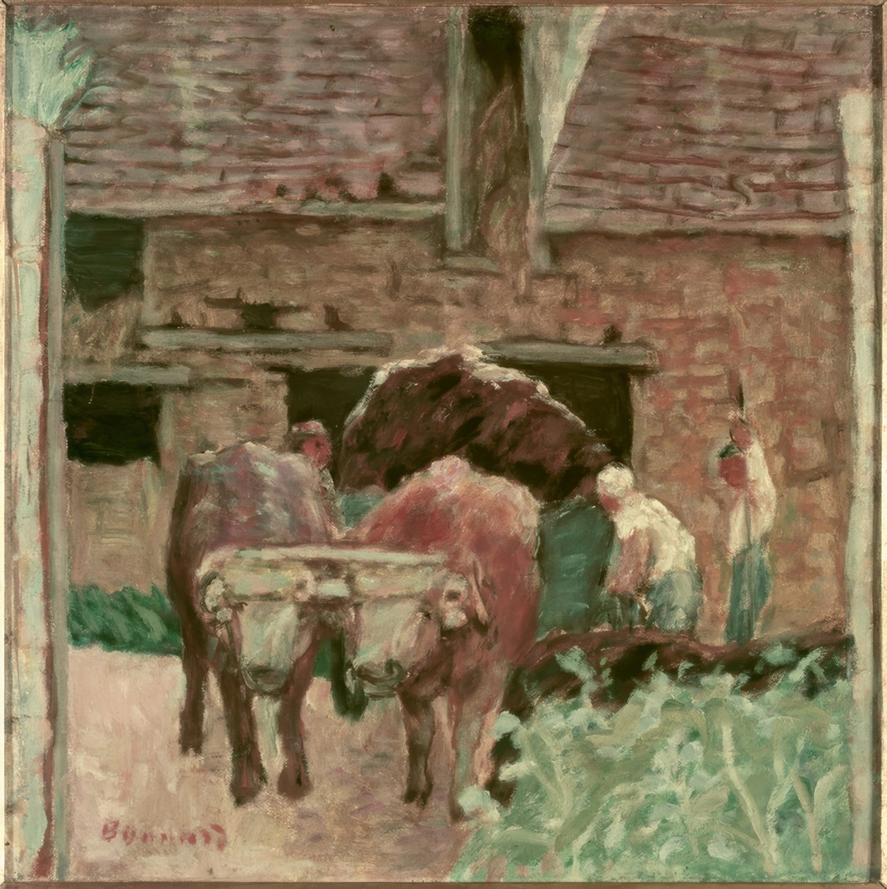 De twee ossen en de boerderij door Pierre Bonnard