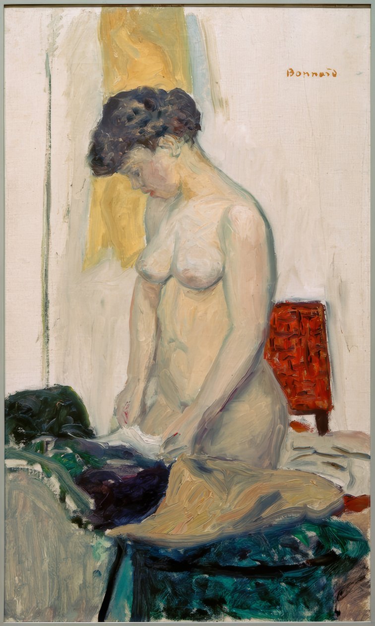 Staand naakt van opzij door Pierre Bonnard