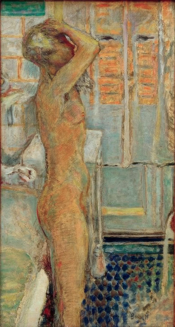 Naakt grijs van profiel door Pierre Bonnard
