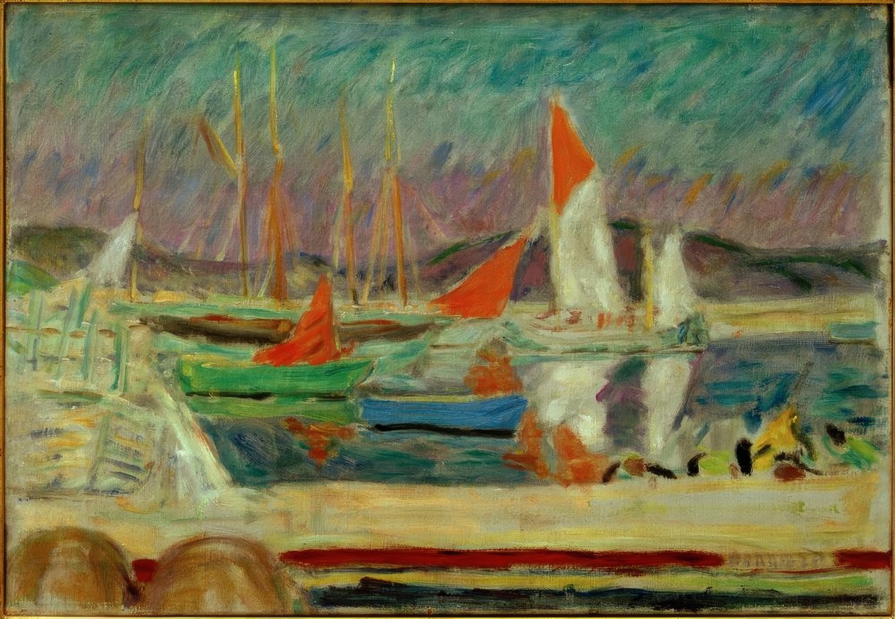 Zeilboten in de haven van Saint-Tropez door Pierre Bonnard