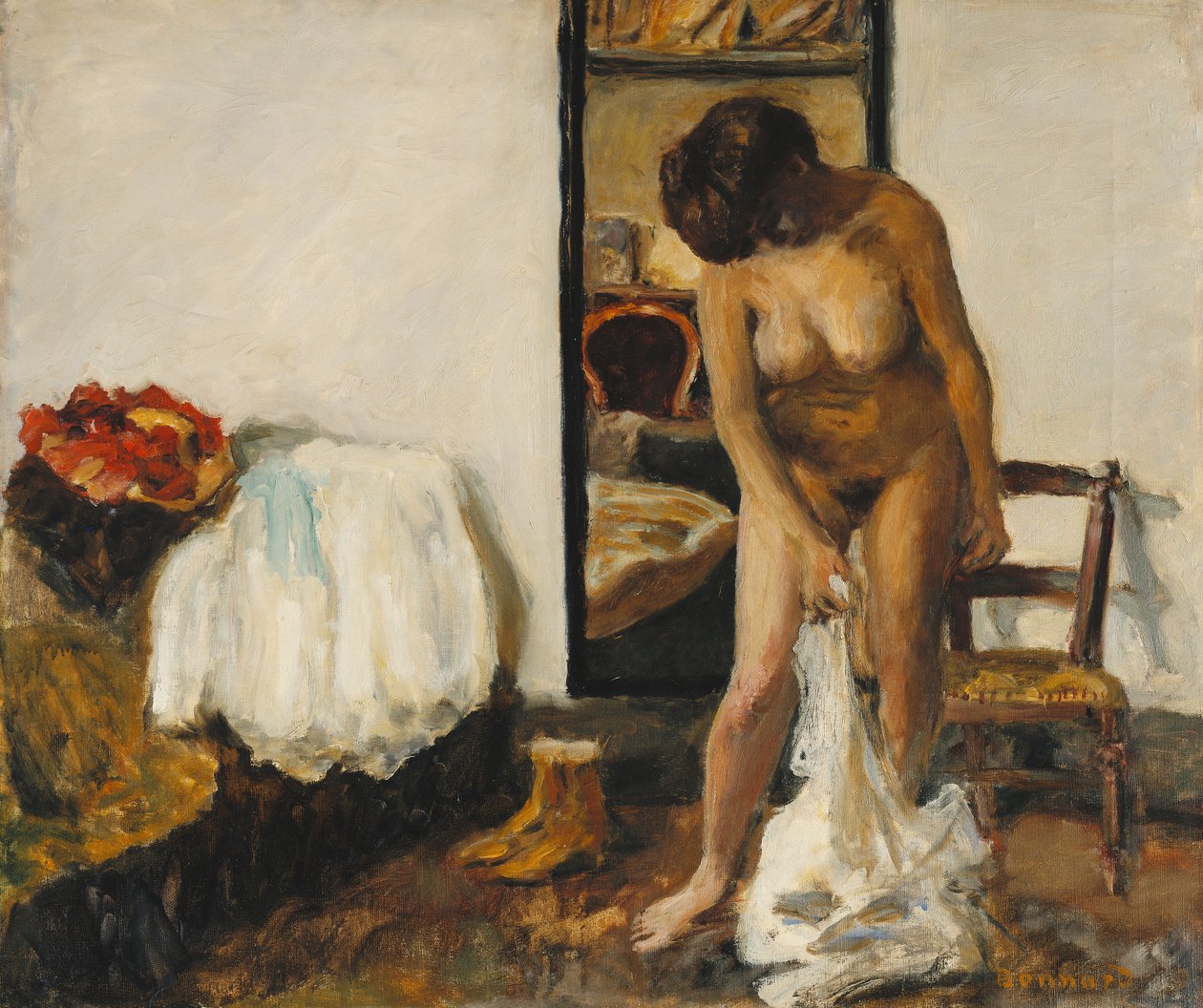 Vrouw die zich uitkleedt door Pierre Bonnard