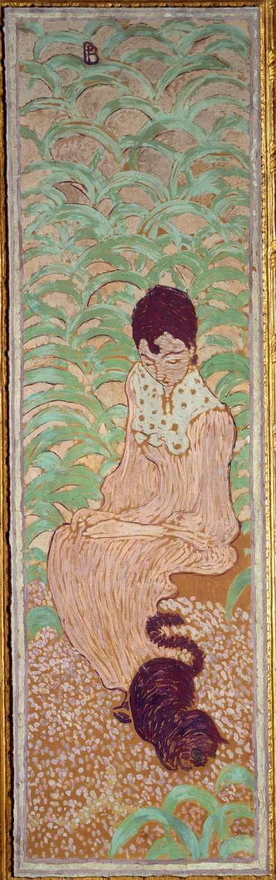 Vrouw zittend bij de kat door Pierre Bonnard