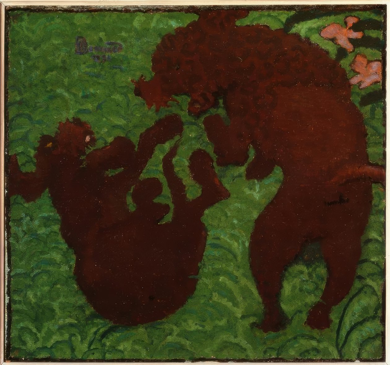 Twee spelende honden door Pierre Bonnard