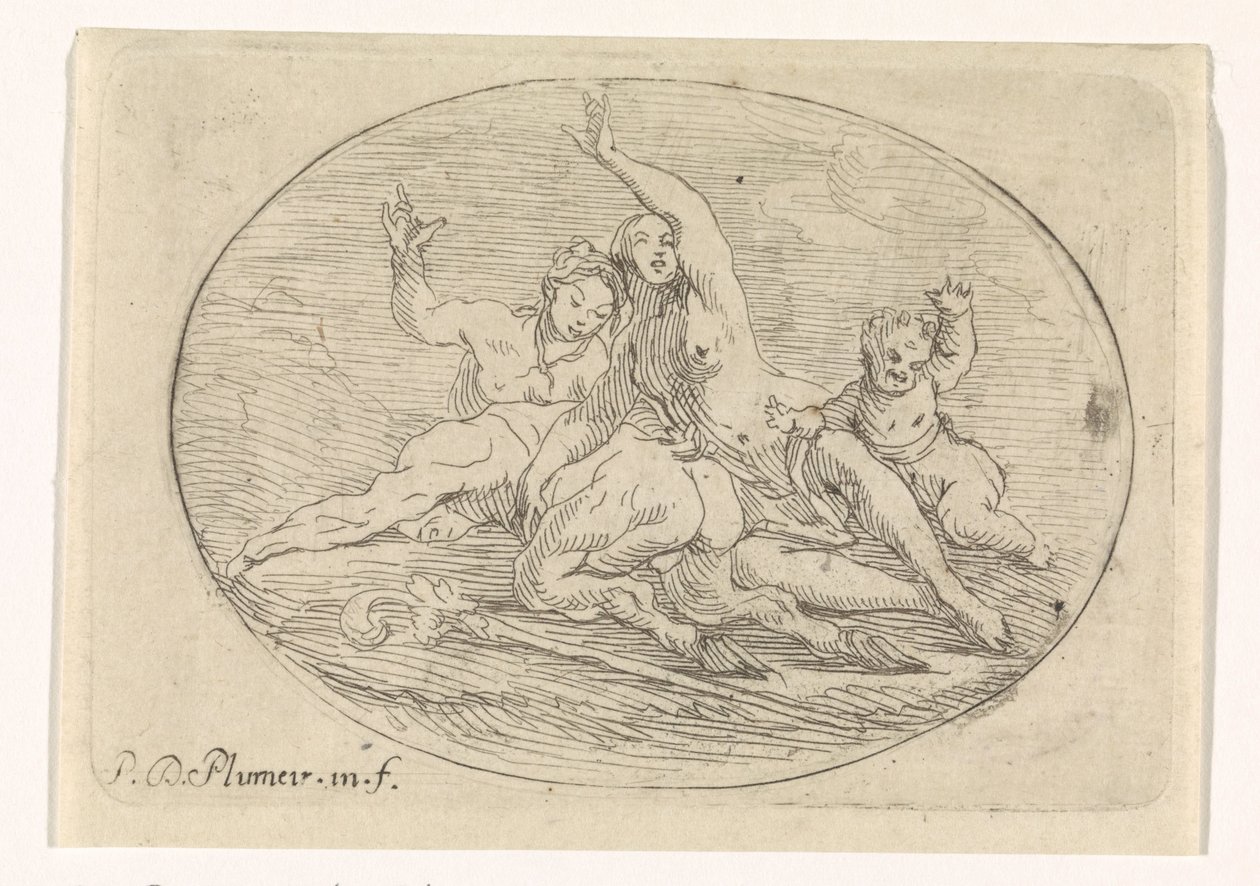 Twee vrouwen met een sater door Pierre Denis Plumier