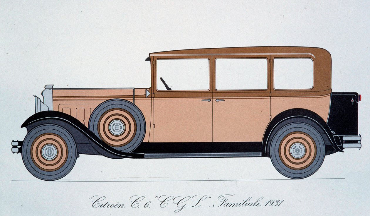 Plaat met de Citroën gezinsauto van 1931 door Pierre Dumont