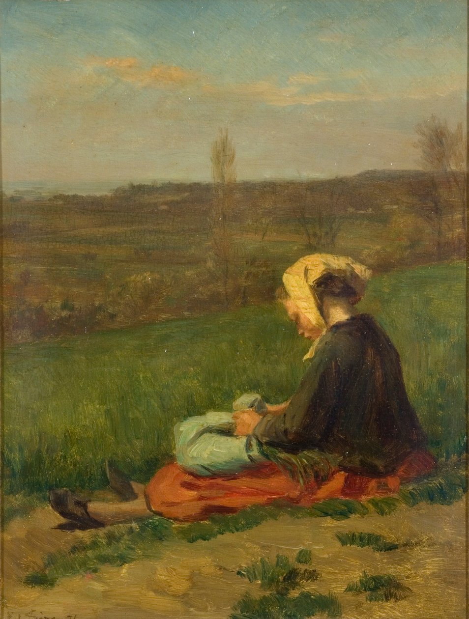 Een kind in een veld, 1871 door Pierre Edouard Frere