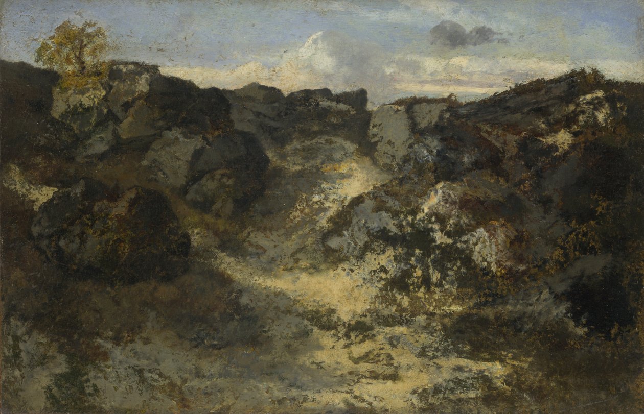 Rotsachtig landschap, c. 1840 door Pierre Etienne Theodore Rousseau
