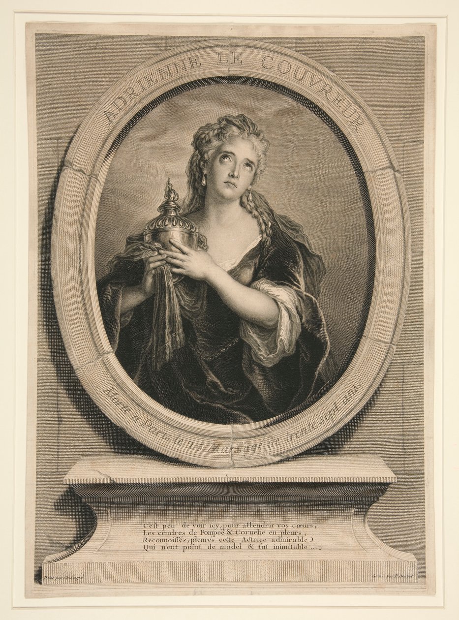Adrienne le Couvreur door Pierre Imbert Drevet