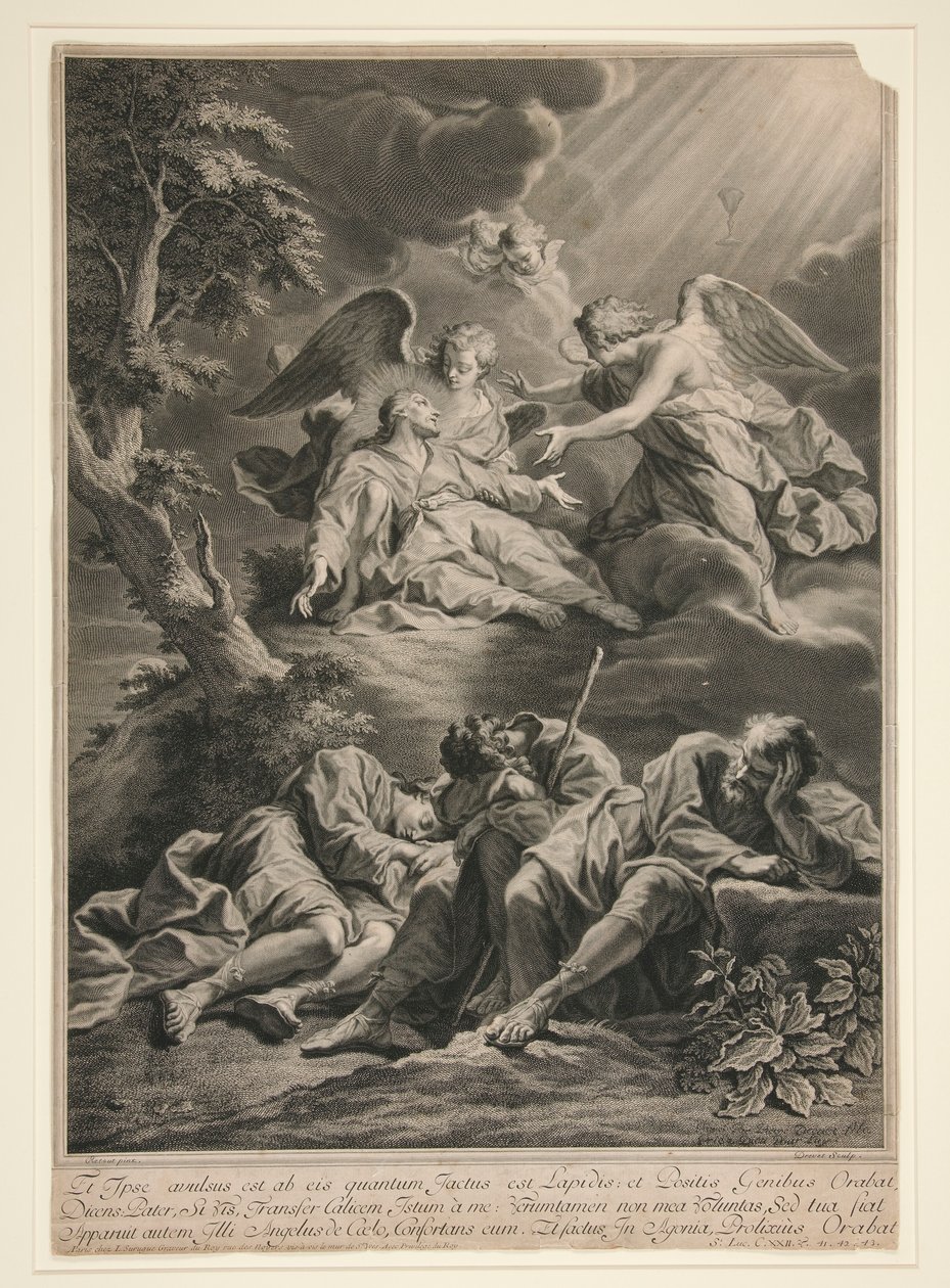 Christus op de Olijfberg door Pierre Imbert Drevet