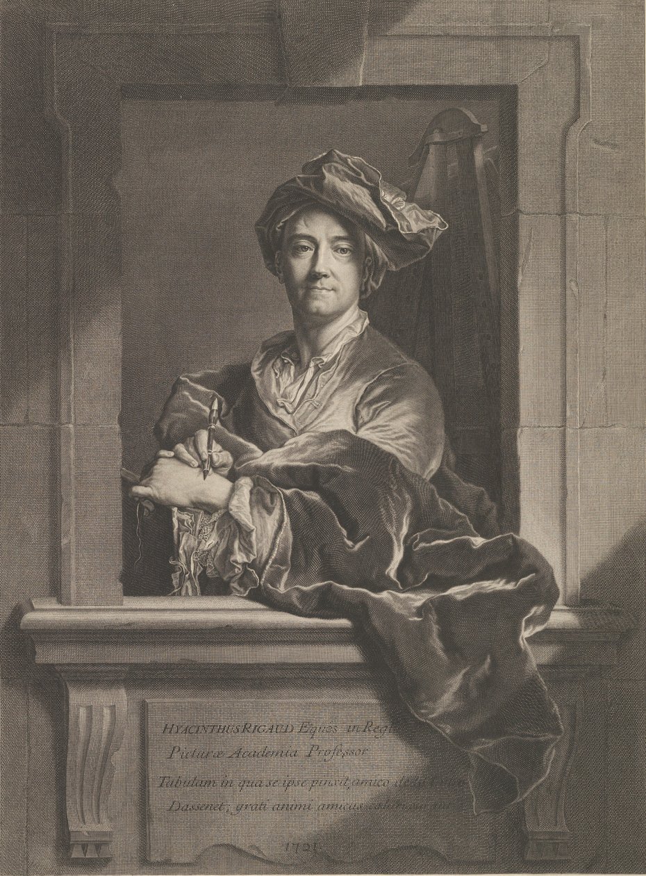 Portret van Hyacinthe Rigaud, 1721 door Pierre Imbert Drevet
