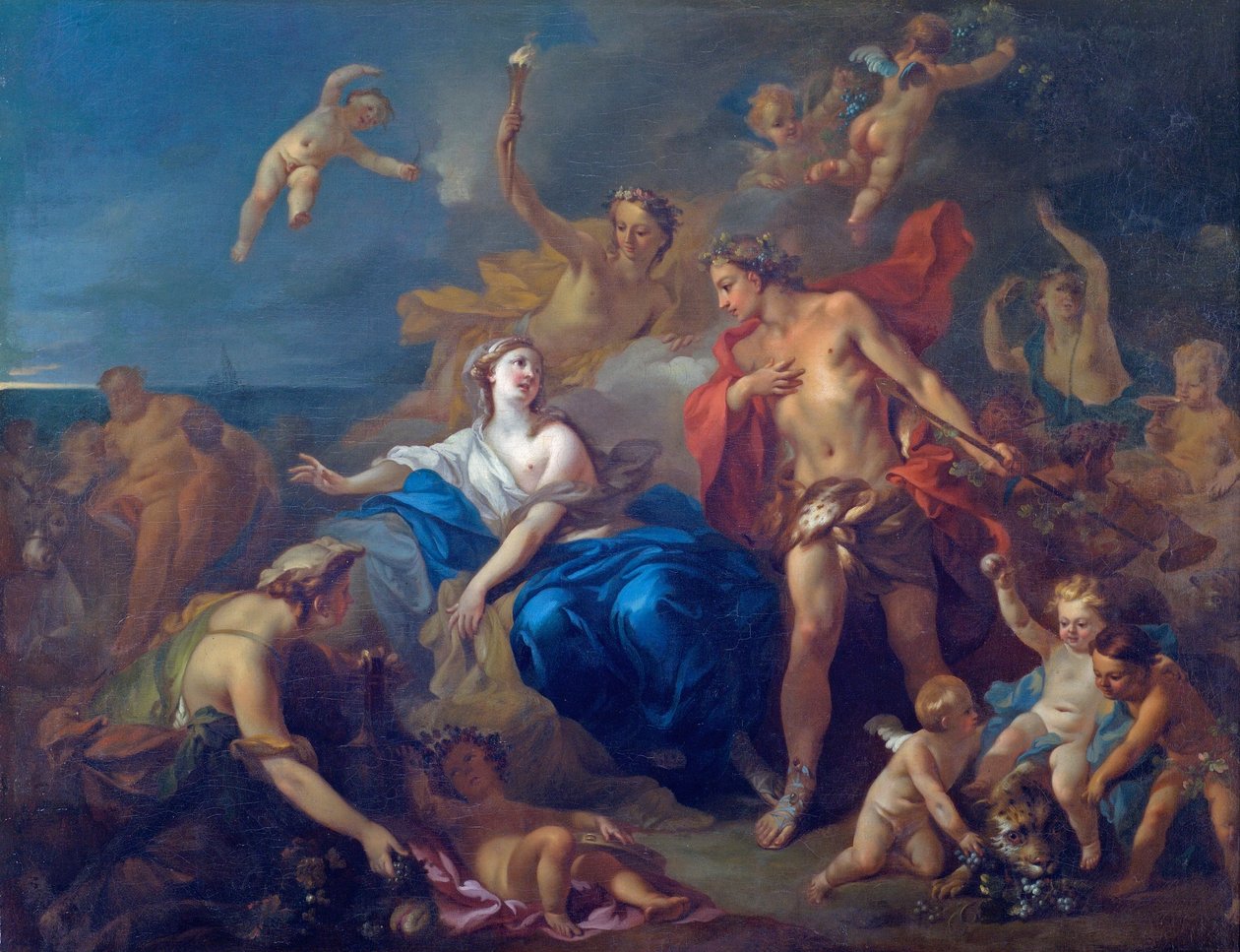 Het huwelijk van Bacchus en Ariadne door Pierre Jacques Cazes